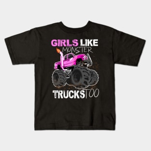 girls like monster trucks too Kids T-Shirt